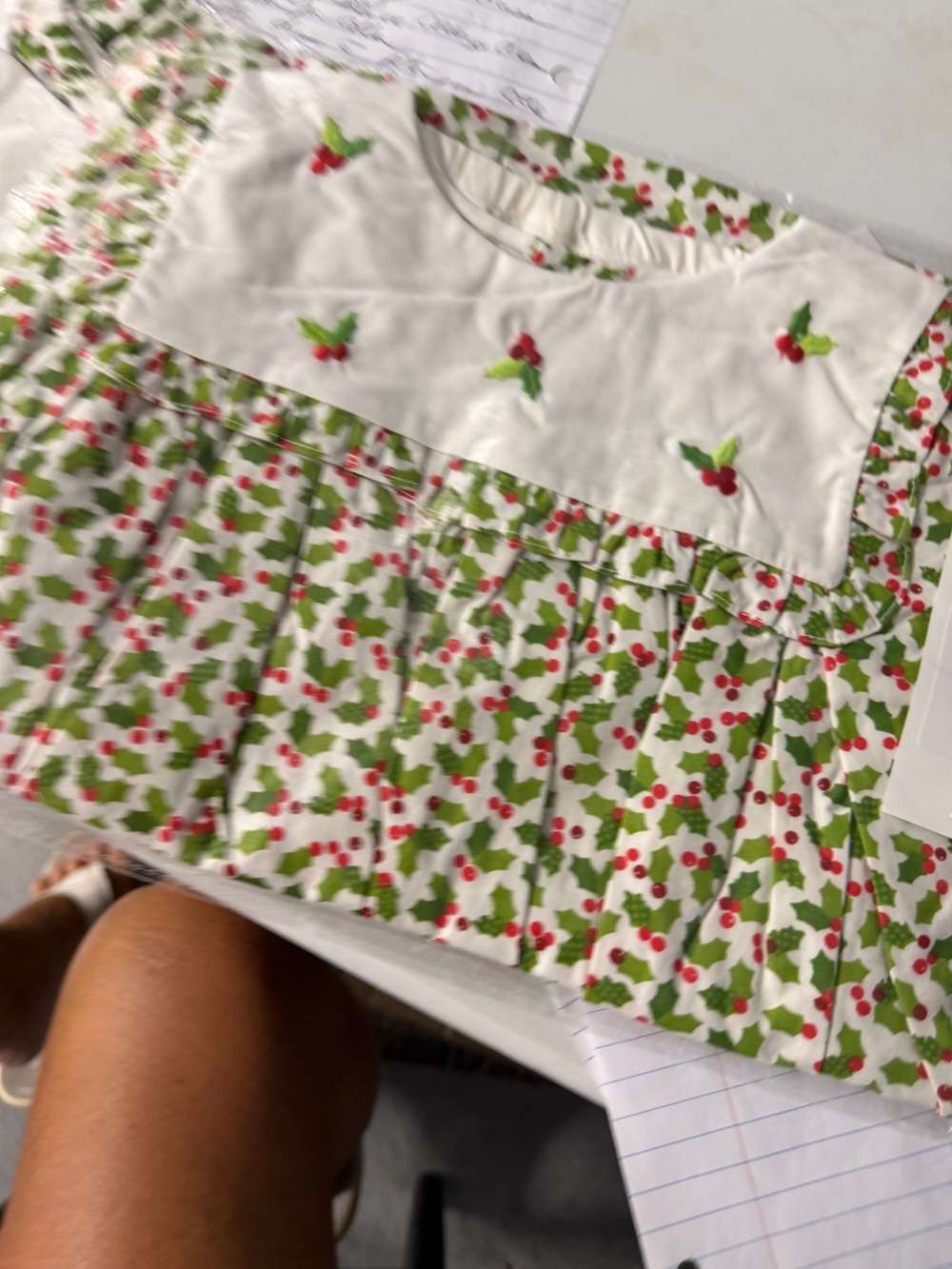 Smocked 18 month Christmas holly top with white leggings new with tags